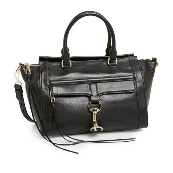 NWT Rebecca Minkoff MAB Bowery Leather Satchel Shoulder Bag BLACK